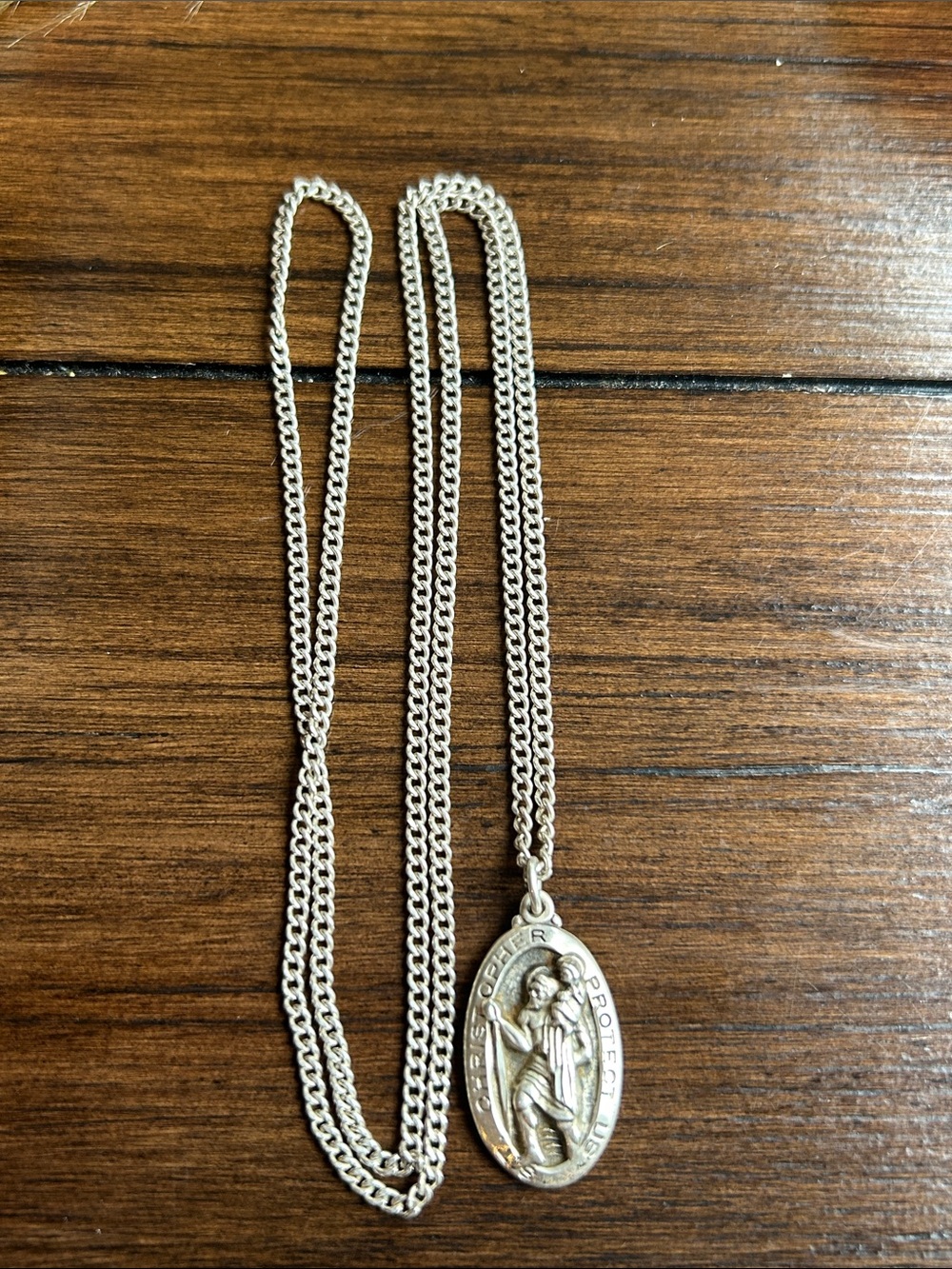 Vintage McConnell Sterling Silver St Christopher 24” Necklace
